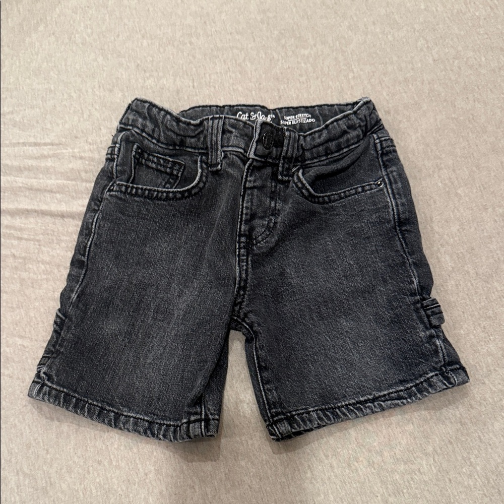 Cat & Jack Black Denim Cargo-Style Kids Shorts